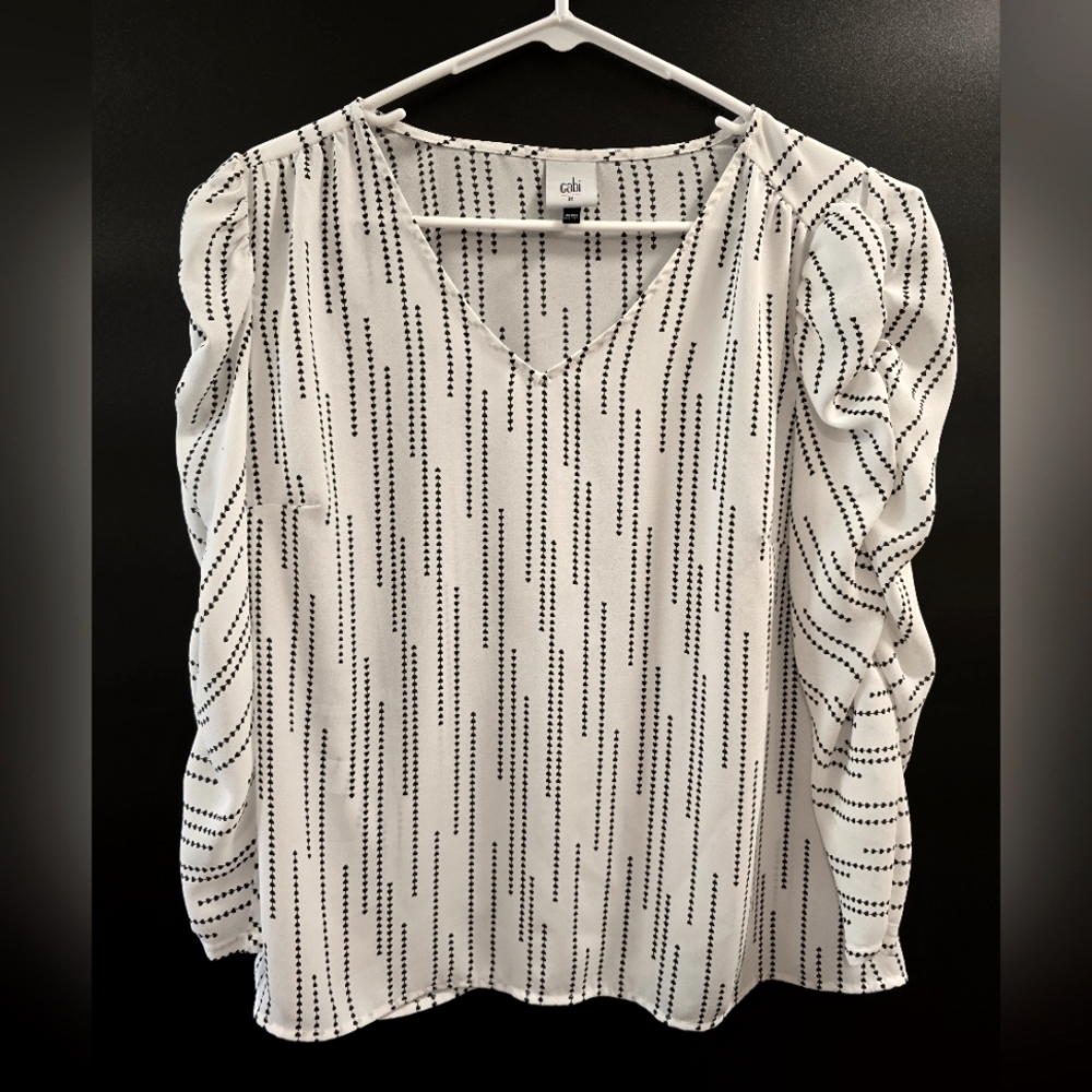 CAbi Black and White Striped Blouse